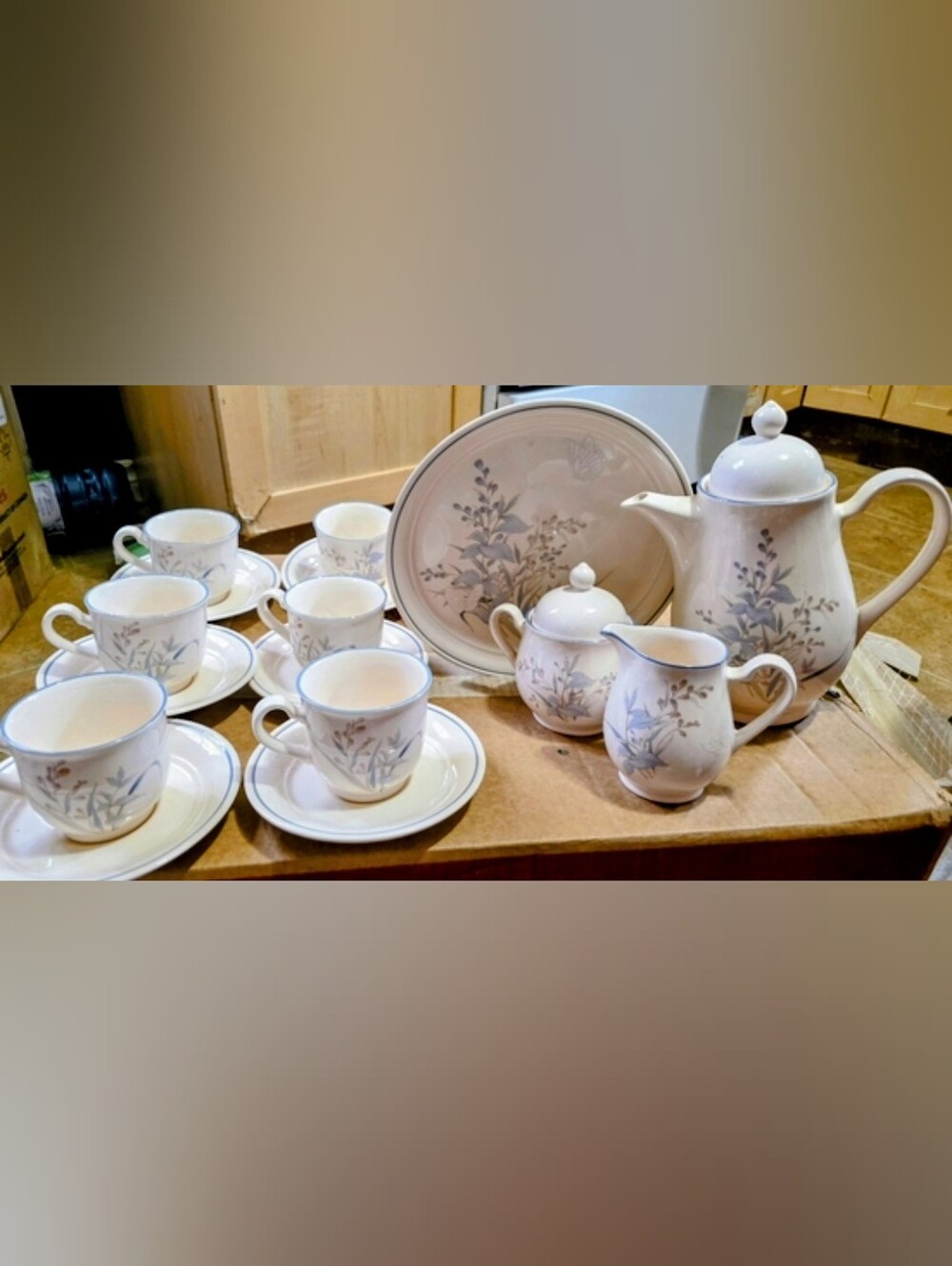 Floral Porcelain Tea Set with Cups, Saucer & Teapot